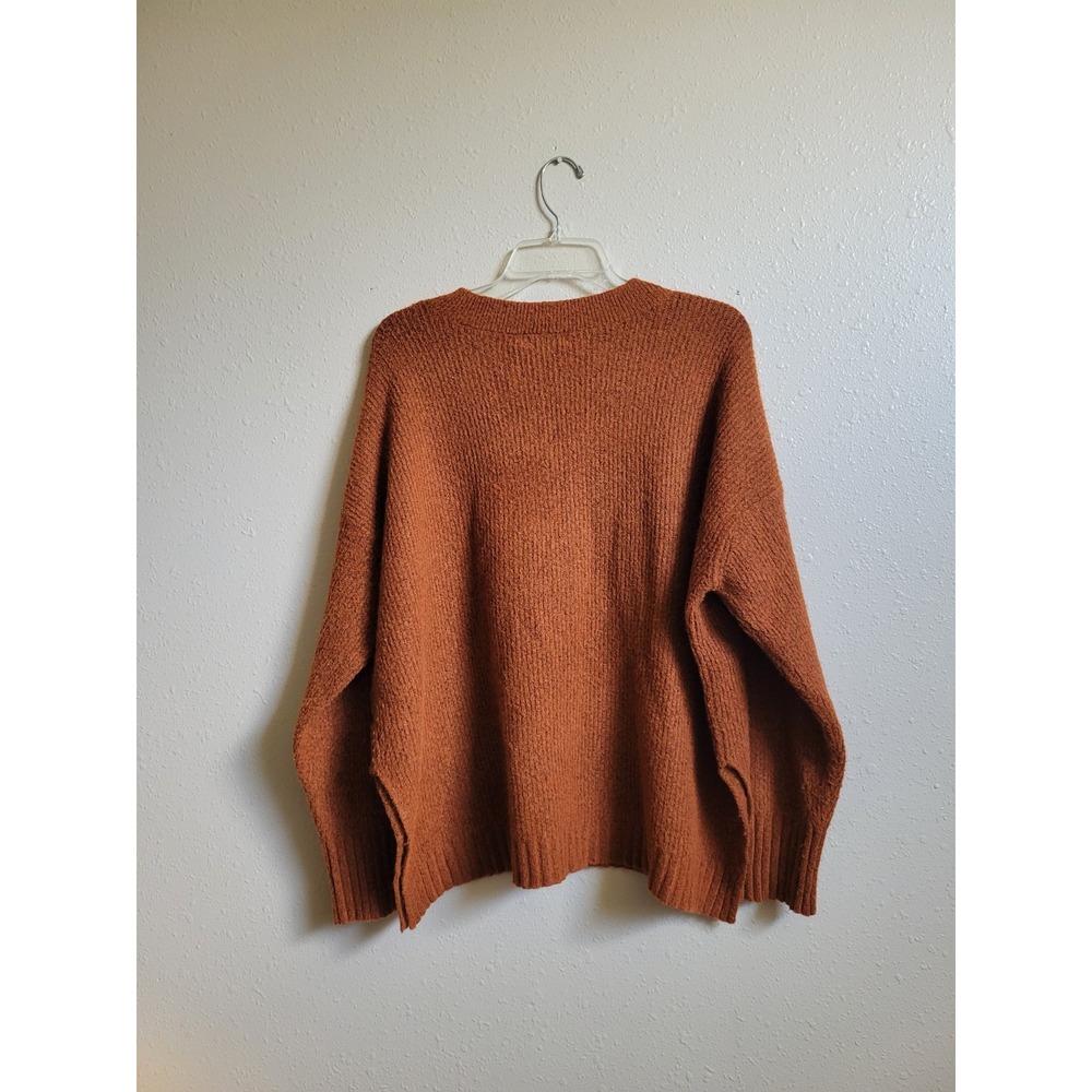 Free Assembly V-Neck Women's Sweater Knit Long Sleeves Orange/ Rust Size XL - Picture 5 of 11